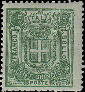 1862 - 15 c. verde, Saggio Sparre, ... 
