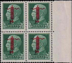 1944 - 25 c. fascetto rosso, n° 490 + 490a, ... 