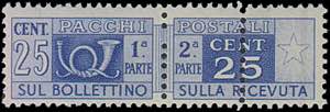 1946 - Pacchi Ruota 25 c., PP n° 66 (ac), ... 