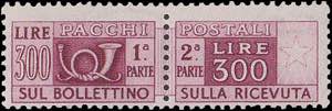 1946 - Pacchi Ruota 300 L. lilla bruno, PP ... 