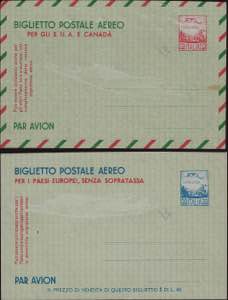 Biglietto Postale Aereo, Filagrano n° ... 