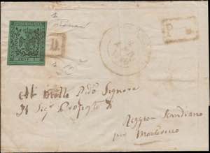 1856 - 5 c. verde, n° 1, ottimo, su lettera ... 