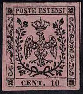 1852 - 10 c. rosa chiaro, n° 2, ottimo, ... 