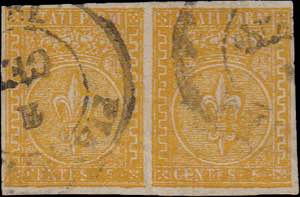 1854 - 5 c. giallo arancio, n° 6, spl cp ... 