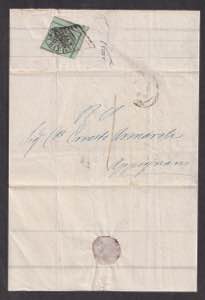 1856 - 1 b., n° 2, angolo di foglio, su ... 