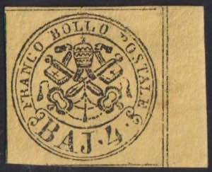 1852 - 4 b. giallo, n° 5A, ottimo, bdf a ... 