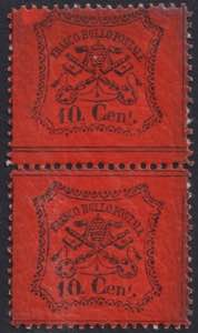 1867 - 10 c. vermiglio arancio, n° 26aII, ... 