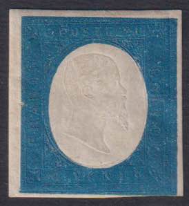 1854 - 20 centesimi azzurro, n° 8, ottimo, ... 