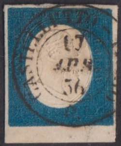 1856 - 20 c. azzurro, n° 8, eccellente, su ... 