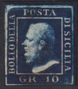 1859 - 10 grana azzurro scuro, stampa oleosa ... 