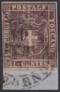 1860 - 1 c. violetto bruno, n° 17, ottimo, ... 