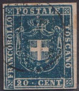 1860 - 20 cent. azzurro, n° 20, ... 