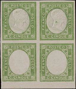 1861 - Non Emessa 5 c. verde giallo, n° 1e, ... 