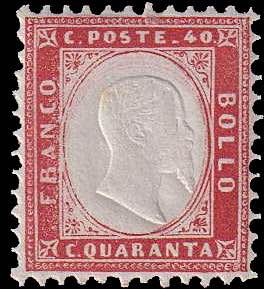 1862 - 40 c.  rosso carminio, n° 3, ... 