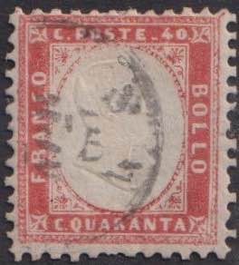 1862 - 40 c. rosso carminio, n° 3, ottimo.  ... 