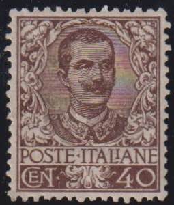 1901 - Floreale 40 c. bruno, n° 74, ... 