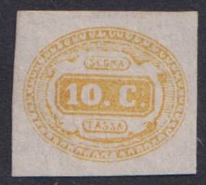 1863 - 10 c. giallo, Sx n° 1, ottimo. Cert. ... 