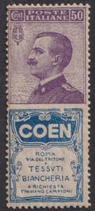 1924 - Coen 50 c., Pubb n° 10, ottimo, ... 
