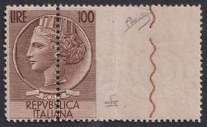 1954 - Turrita grande 100 lire filigrana ... 