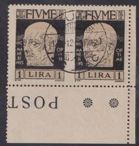 1920 - DAnnunzio 1 Lira nero, n° 1q, in ... 
