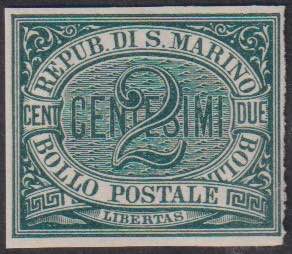 1877 - 2 c. verde, n° P1, ottima.  Prezzo ... 
