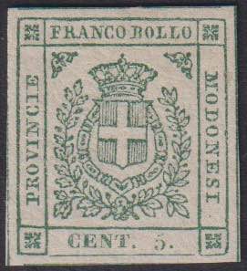1859 - 5 c. verde, n° 12, ... 