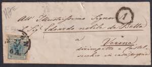 1850 - 9 k. azzurro, n° 5/I, carta a ... 