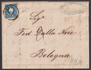 1861 - 15 k. azzurro, n° 16, II tipo, su ... 