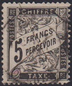 1893 - 5 Fr. nero, Sx n° 24, annullo tondo ... 
