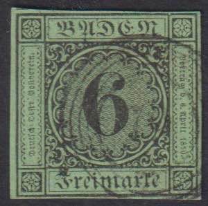 1851 - 6 k. verde giallo, n° 3 (Mi n° 3b), ... 