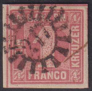1850 - 1 k. rosa, n° 4 (Mi n° 3).  Prezzo ... 