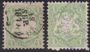 1870 - 1 k. verde, due colorazioni, n° 23 ... 