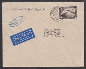 1928 - 4 m., PA n° 37, su lettera Zeppelin ... 
