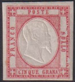 1861 - 5 gr. carminio, n° 21f, ottimo, ... 