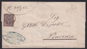 1857 - 15 cent., n° 3b, greca larga di ... 