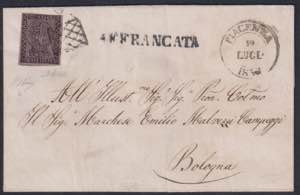 1855 - 25 cent. violetto, n° 4, sfiorato in ... 