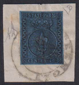 1852 - 40 cent. azzurro, n° 5, ottimo, su ... 