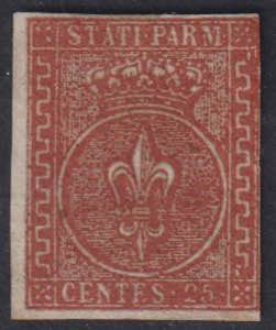 1852 - 25 c. bruno rosso, n° 8 ottimo, ... 