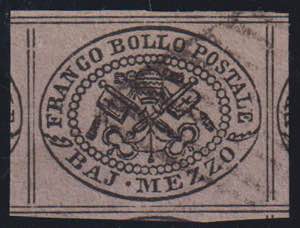 1852 - 1/2 baj. grigio lilla, n° 1c, ... 