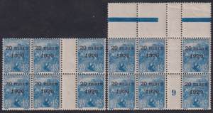 1920 - Sovr. 20/3/20 25 + 15 cent. azzurro, ... 