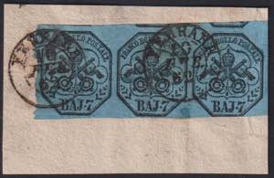 1852 - 7 baj. azzurro, n° 8, in spl ... 