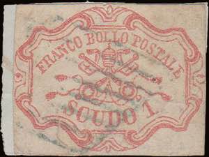 1852 - 1 Scudo rosa carminio, n° 11, ottimo ... 