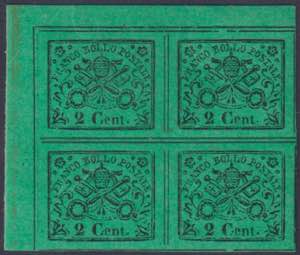1867 - 2 cent. verde giallo, n° 13, in ... 