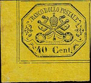 1867 - 40 cent. giallo, n° 19, eccellente, ... 