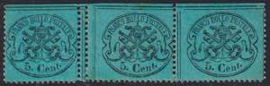 1868 - 5 cent. azzurro verdastro, n° 25a/I, ... 