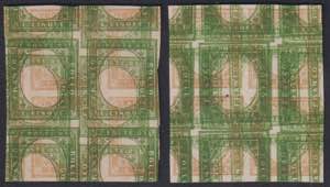 1863 - 5 cent., due scarti di stamperia con ... 