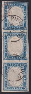 1855 - 20 cent. azzurro grigiastro, n° 15A, ... 