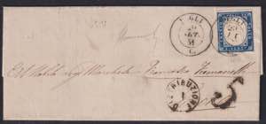 1861 - PEGLI, punti 7 - 20 cent. azzurro ... 