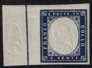 1862 - 20 cent. indaco, n° 15E, splendido, ... 