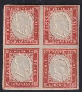 1855 - 40 cent. rosso vermiglio, n° 16Da, ... 